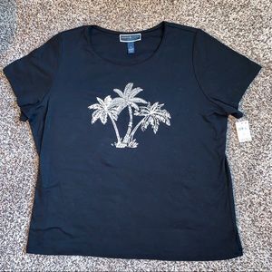 Karen Scott Beaded Palm Tree short sleeve top